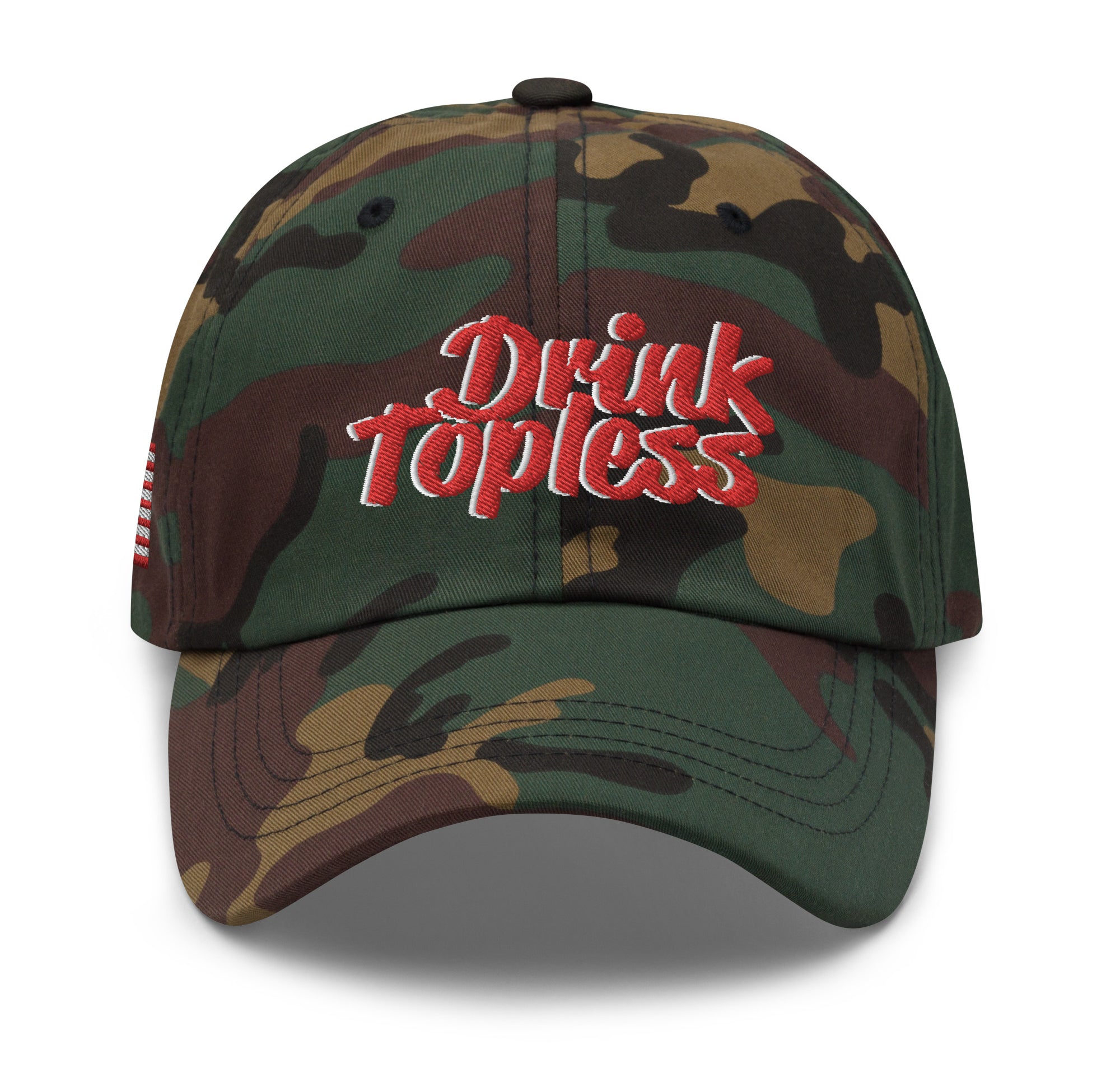Drink Topless 'Merica - Dad Hat-Merchandise-Draft Top-Green Camo-Draft Top